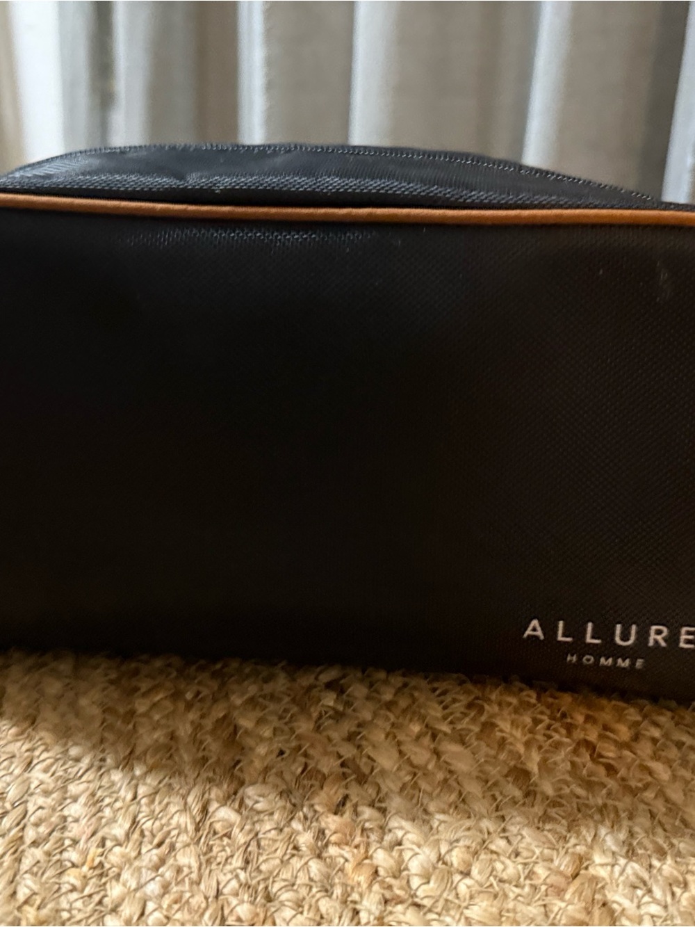 CHANEL Allure Homme Black Toiletry Pouch with Tan Trim